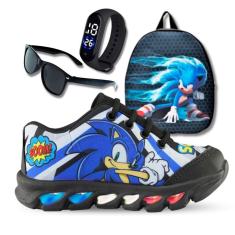 Imagem de Kit Tênis De Led Infantil Menino Masculino Sonic Boom + Mochila + Relógio + Óculos-Masculino