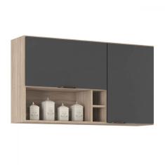 Imagem de Armário Aéreo Cozinha Firenze 120cm 2 Portas Avena/Grafito - Demóbile