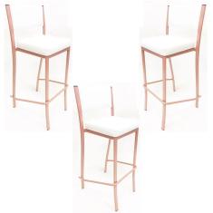 Imagem de Kit 3 Banquetas EMPILHÁVEL Rosê alta assento e encosto  - Poltronas do Sul