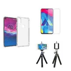 Imagem de Kit Tripé Motorola Moto One Action + Capa + Película De Vidro 3D