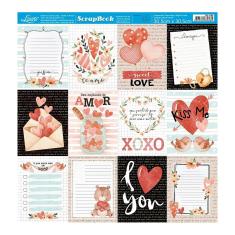 Imagem de Página para Scrapbook Dupla Face Litoarte 30,5 x 30,5 cm - Modelo SD-1186 Amor Aquarela Tags Cards