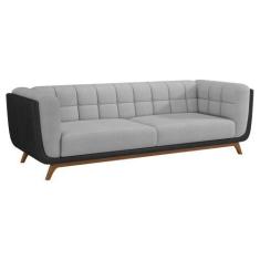 Imagem de Sofá 2 Lugares 180cm Coin Pu Preto  Linho Cinza Claro - Sallar Home