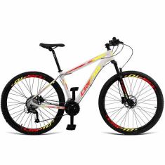 Imagem de Bicicleta Aro 29 Cripto 21 Marchas Freio Disco E Suspensão- Branco-amarelo E Vermelho 17"