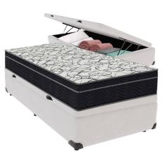 Imagem de Cama Box Baú Branco E Colchão Airtech 150 Espuma D45 Solteiro Ortobom