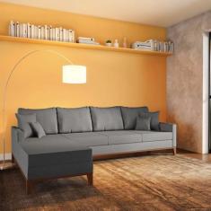 Imagem de Sofá 4 Lugares Velasco Com Chaise Esquerdo Linho Cinza - Mobly