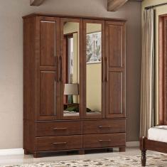 Imagem de Guarda-Roupa Bipartido 4 Portas 4 Gavetas Ouro Café Madeira Pinus - Finestra