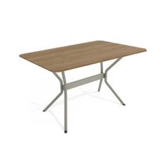 Imagem de Mesa p/ Cozinha Loire Aço c/ Tampo Madeirado 136x90cm Niquel/Nogueira - Kappesberg