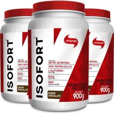 Imagem de Kit 3 Whey Protein Isofort Vitafor Chocolate 900g