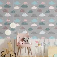 Imagem de Papel De Parede Adesivo Infantil Nuvens N014119 Rolo 0,58X3M