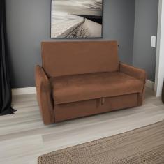 Imagem de Sofá Cama Para Sala De Estar Zaia Com Baú Veludo Matrix - Cobre Cobre