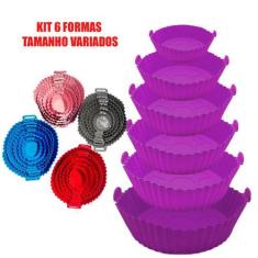 Imagem de Kit 6 Formas Cesto De Silicone Para Air Fryer Fritadeira Elétrica Micr