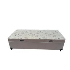 Imagem de Cama Box Baú Solteiro Conjugado, (com colchão acoplado) em Suede Bege