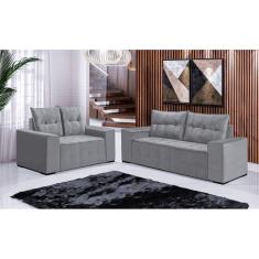 Imagem de Conjunto Sofá de Veludo 3 e 2 lugares ESTILO ESTOFADOS Las Vegas 2,00x1,50m "Prata"