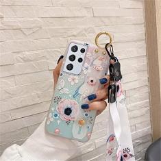 Imagem de Capa de silicone macio para samsung s20 fe s21 ultra note 20 flores pescoço cordão alça titular capa para samsung s10 nota 10 plus, 7, para samsung nota 9