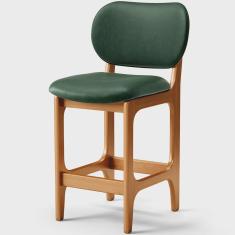 Imagem de Banqueta Baixa Bar Cozinha E Sala De Jantar Fixa Betta L02 Imbuia Facto Verde Musgo - Lyam Decor