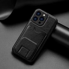 Imagem de Capa de couro para iphone 11 12 13 14 pro max slot para cartão de função para iphone xs max 14 plus capa preta, para iphone 14