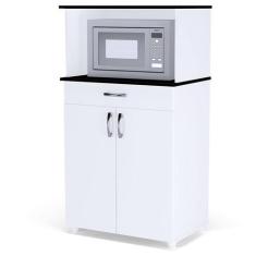 Imagem de Balcão Multiuso Carina Branco Preto Flex - Ajl - Ajl Móveis