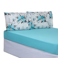 Imagem de Jogo De Lençol Queen 3 Peças Esmeralda 100% Algodão Percal 150 Fios Cor:verdetiffany