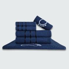 Imagem de Jogo De Toalha Banho 6 Peças Verona 100% Algodão Azul - Toalhas Beka