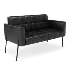 Imagem de Sofá Namoradeira 2 Lugares Pé de Ferro Preto Elisa Corano Preto D03 - D'Rossi
