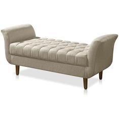 Imagem de Recamier Calçadeira Decorativo Quarto Closset 150cm Grecia Suede Bege - LM DECOR