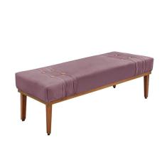 Imagem de Divã Recamier Banco Base Madeira Para Quarto Gênova 160cm Veludo S04 - D`rossi Cor Uva