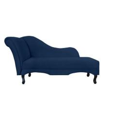 Imagem de Recamier Decorativo Divã Olivia Suede Azul Marinho Pés Madeira Ms Deco