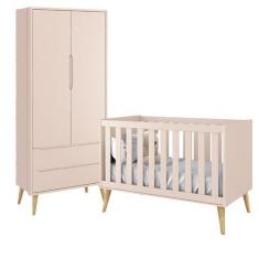 Imagem de Jogo De Quarto Infantil Theoguarda Roupa 2 Portase Berço Rosa Fosco Co