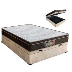 Imagem de Cama Box Casal com Baú + Colchão Molas Bonnel Suede Bege 59x138x188