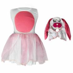 Imagem de Fantasia Coelha da Páscoa Vestido Infantil Com Touca de Orelhinhas - F