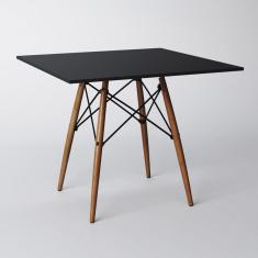 Imagem de Mesa Eames Eiffel Quadrado Tampo De Madeira 90cm Preto - Cor: Preto