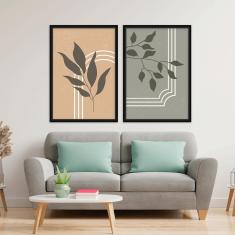 Imagem de Conjunto 2 Quadros Com Moldura Folhagem Premium