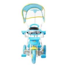 Triciclo Motinha Infantil com Capota Azul Passeio e Pedal Bel