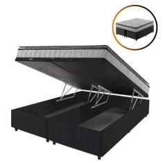 Imagem de Cama Box Baú King Preto + Colchão Ortopedico Espuma D33 Pillow Top Han