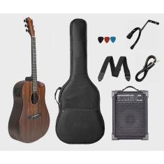 Imagem de Kit Violão Aço Elétrico Tagima New England Gran Reserva + Caixa