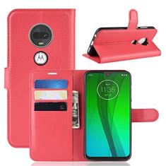Imagem de Capa para Moto G7 Plus, carteira flip de couro PU premium com compartimento para cartão, suporte e fecho magnético [capa interna de TPU à prova de choque] Compatível com Moto G7 Plus