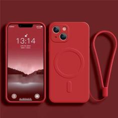 Imagem de Capa de silicone líquido para iphone 15 11 13 12 14 pro max xr xs plus telefone magnético capa de carregamento sem fio, vermelho, para iphone 14