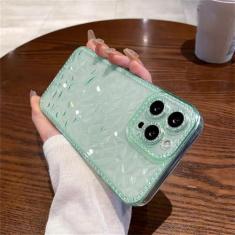 Imagem de Capa de telefone transparente com padrão de diamante para iPhone 14 13 12 11 Pro Max X XR XS Max 14 Pro com lente brilhante capa traseira macia, T4, para iPhone 13Pro Max