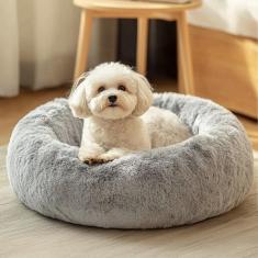 Imagem de Cama de cachorro jollyvogue Calming Donut Fluffy Plush para cães pequenos