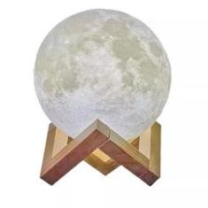 Imagem de Luminária Lua Cheia 10cm 3d Abajur Led 2 Cores