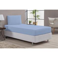 Imagem de Kit Lençol Fronha 80% Algodão Solteiro Hospedaria Azul