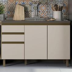 Imagem de Balcão De Cozinha évelin 3 Portas 2 Gavetas Duna/cristal - Henn