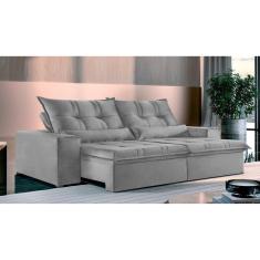 Imagem de Sofá 5 Lugares Retrátil e Reclinável Galícia Veludo com Molas Cinza Prata