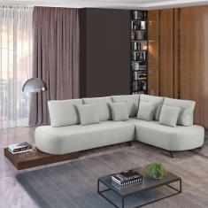 Imagem de Sofá 4 Lugares Paris Com Apoio Lateral Linho Gelo - Estofart