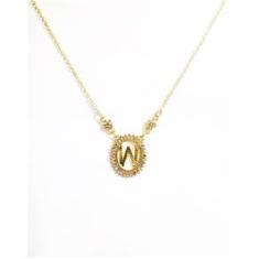 Imagem de Colar Inicial Letra W Cristal Folheado A Ouro 18k
