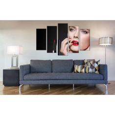 Imagem de Quadro Decorativo Mosaico 5 Peças Mod1149 Boca Batom