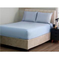Imagem de Jogo de Cama Simples Ponto Palito Queen 3 Pçs 180F Azul  Sonhare