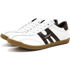 Imagem de MOBUS(モーブス) Tênis de couro unissex New Munster, Branco/Dk. Marrom Croco, 39 BR
