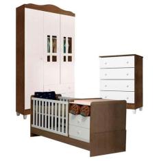 Imagem de Quarto de Bebê Ariel 3 Portas com Berço Multifuncional Selena Branco A