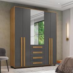 Imagem de Guarda Roupa Com Espelho Catanzaro Cinamomo Grafite